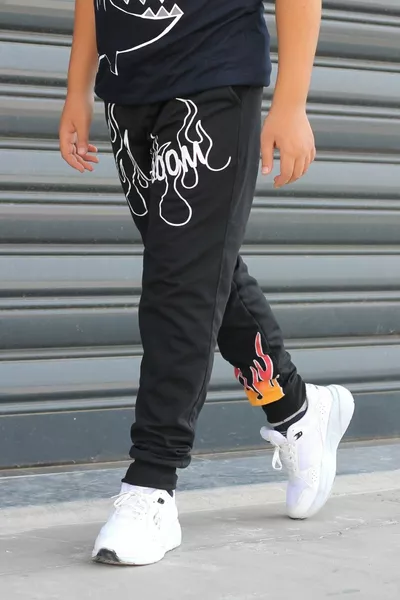 Boom Print Flame Design 2-Strand Boys' Sweatpants