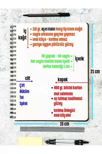 Quaderno - Bullet Journal | A puntini |  | Spirale in Acciaio |  Pagine | Copertina Rigida