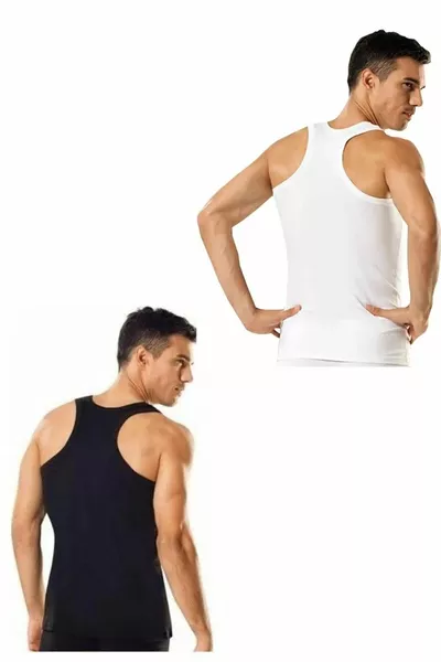 Lot de 6 débardeurs pour hommes Ribana Sport Rambo % coton (3 blancs - 3 noirs)