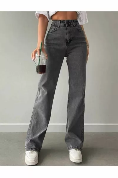 بنطلون جينز بالازو فلورنس فومي باور عالي الخصر مرن جداً