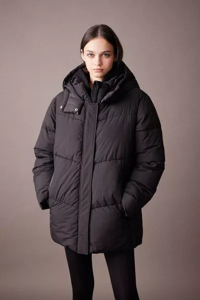 DeFactoFit Водоотталкивающая Куртка с Капюшоном, Подкладкой из Флиса и Молнией, Водонепроницаемая WN