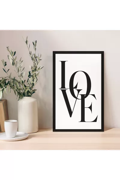 1 Stuk Zwart Dikke Houten MDF Lijst met 'Love' Tekst MDF Schilderij