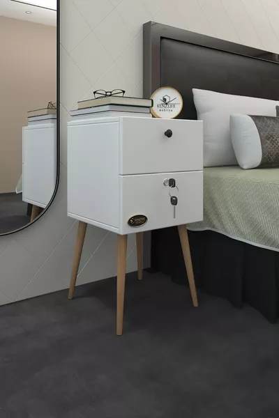 Nightstand Locked Sakura Byz ** Nightstand Wooden Legged Bookshelf Shoe Cabinet with Back and Cover