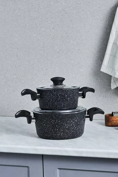 Defne Bio Granite 4-Piece Midi Cookware Set Black