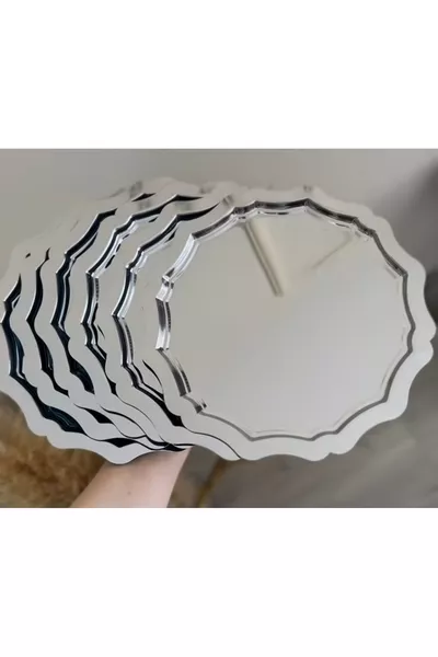 ٦ صواني تقديم وعرض مستديرة بموجات، مصنوعة من الفولاذ المقاوم للصدأ