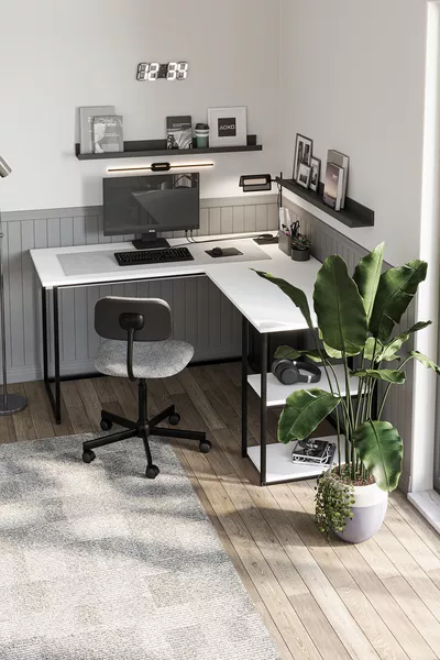 Schreibtisch Büro Schreibtisch Eckschreibtisch Computertisch Odin Weiß