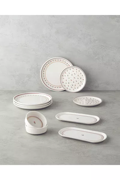 طقم إفطار سيراميك ريترو  قطع لأربعة أشخاص ملون