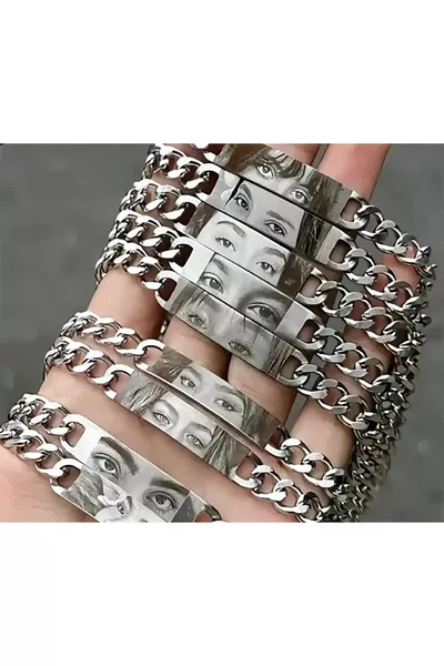 سوار سلسلة من الفولاذ مع صورة عيون شخصية مخصصة من ماركة Gastro