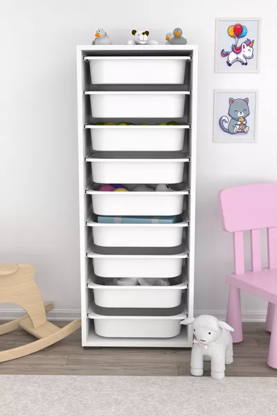 Zola Keukenkast 9 Mandenkast Speelgoedkast Multifunctionele Badkamer Kelderkast Wit