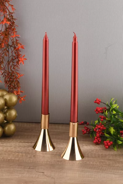 PURE комплект от 2 свещника Малък златен декоративен метален свещник