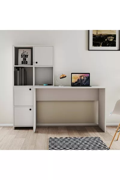 Комплект бюро с рафт Silence , бял