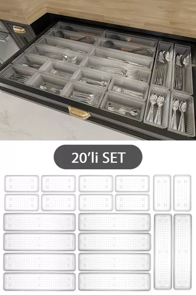 -delige Modulaire Set Lepelhouder Lade Organizer Vork Lepel Mes Organizer Transparant