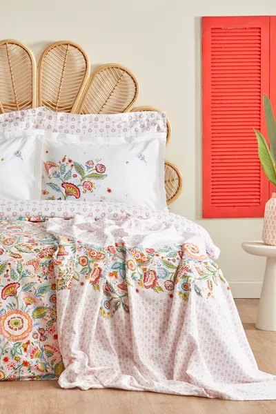 Комплект постельного белья Sarthe % хлопок, двуспальный, с покрывалом, многоцветный