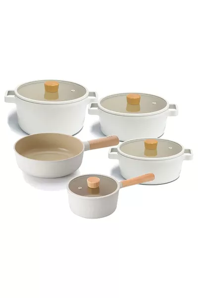 Fika Beige Pot and Pan Set 9 Pieces