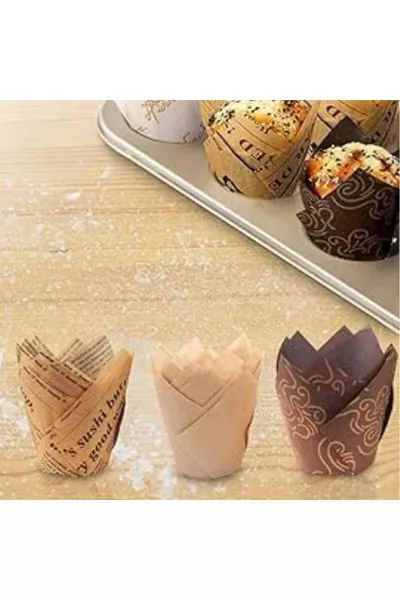  Stück Papierbackförmchen mit Muster für Kuchen und Muffins