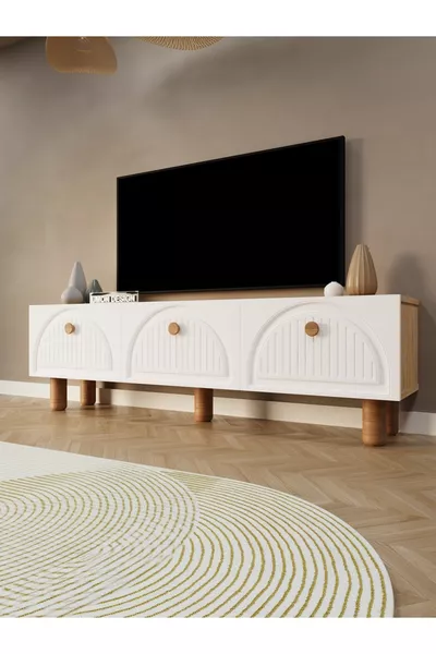 ТВ-тумба Bohem  см с тремя дверцами, полками и ножками, крышки из МДФ