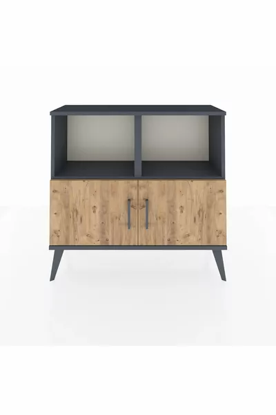 Arges Şifonyer 2 Raflı 2 Kapaklı  Antrasit-Çam/Antrasit