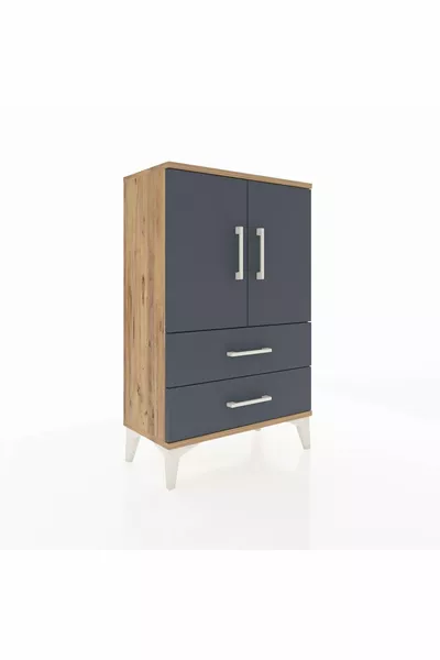 Arges Commode with 2 Shelves, 2 Drawers, and 2 Doors Pine-Anthracite