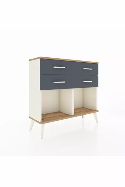 Комод Arges с 4 ящиками, оникс-сосна/антрацит