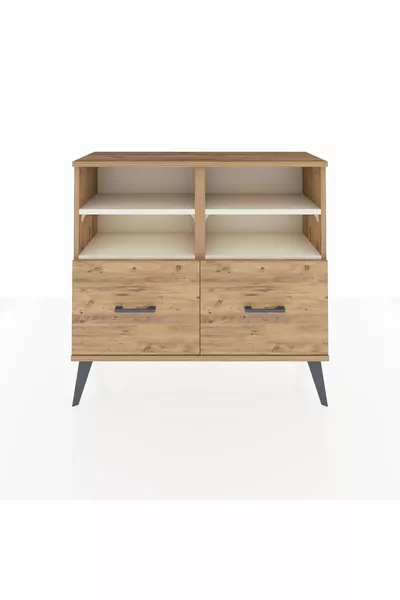 خزانة أرجس 4 رفوف 2 أدراج خشب الصنوبر / حجر الصنوبر