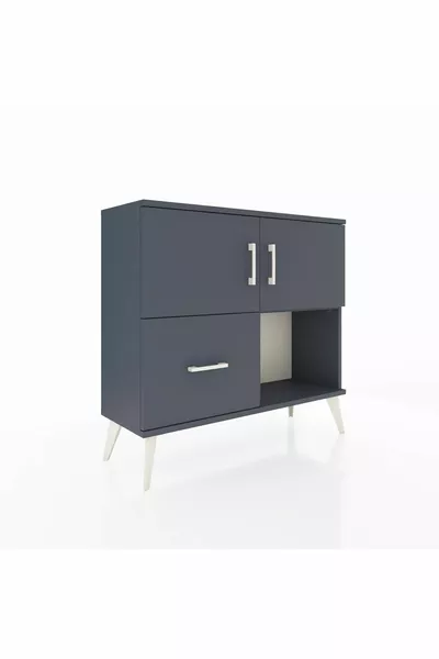 Аргес скрин с 2 рафта, 1 чекмедже и 2 врати, антрацит-антрацит