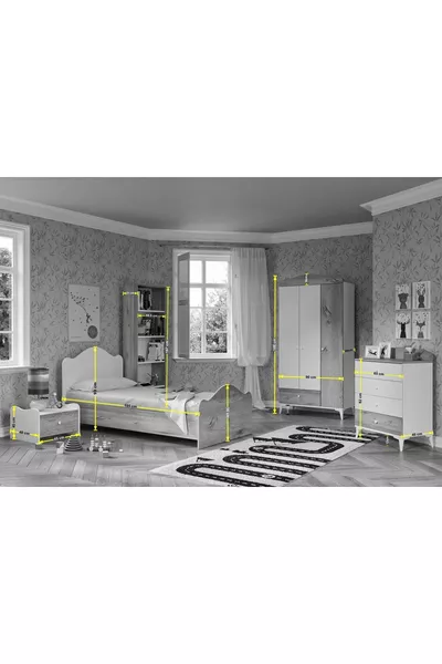 MDF Zebra Kids Room 5-Piece Set Wooden Oak Color % MDF