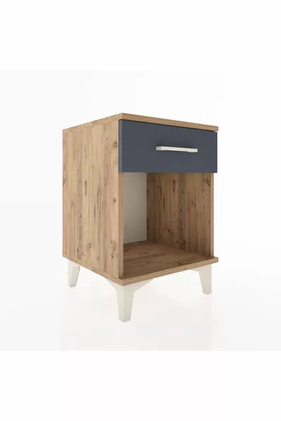 Hyperion Nightstand Single Drawer Pine-Anthracite