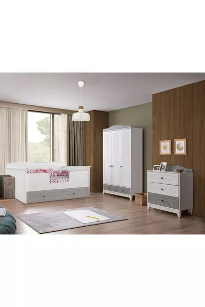 Camera per neonati e bambini Tokyo Cedro / Letto e set di sonno in 7 pezzi inclusi