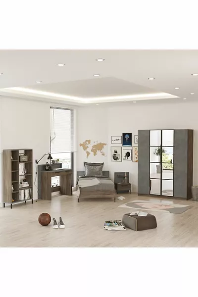Teeny Teen Bedroom Set 5-Piece Concrete-Brown -CG