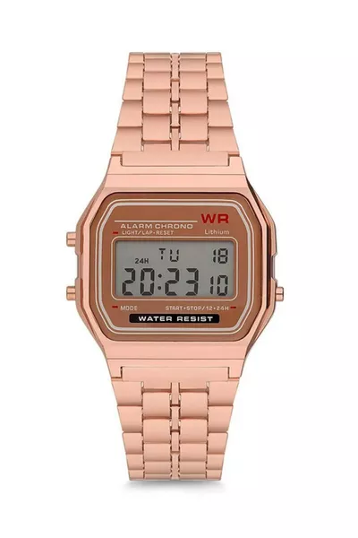 Unisex Bakır Retro Style Metal Kordon Dijital Kol Saati 