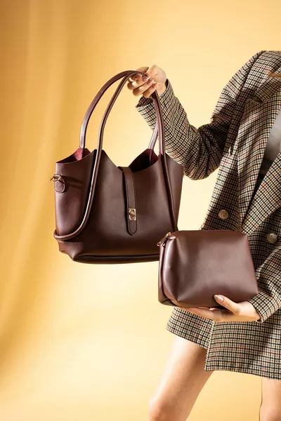 Women's Burgundy Zipper Two-Piece Crossbody Shoulder Bag