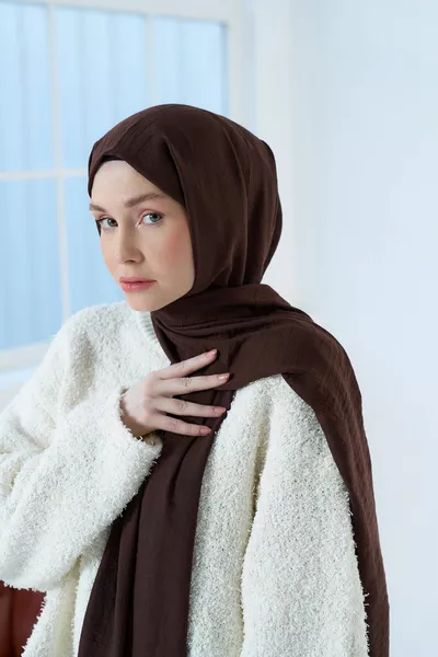 Sciarpa Neo in Cotone Marrone Scuro