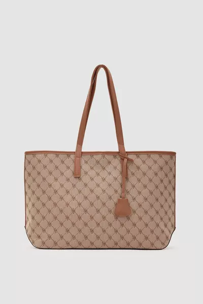 حقيبة ميشيل مونوجرام كتف بلون الكستنائي