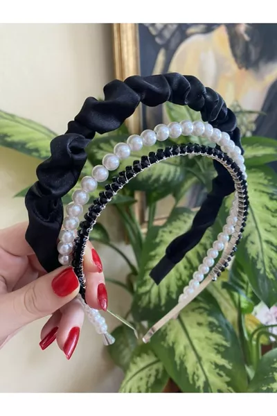 Ruched, Shimmering, Pearl Crown Set