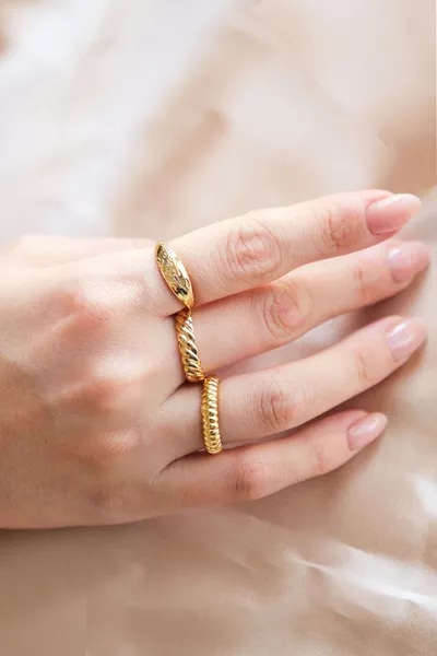 Women's 3-Piece Gold Ring Set
