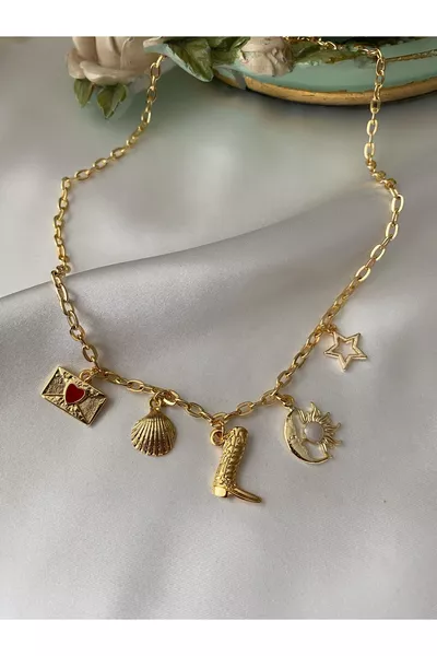 Asia By Leuvoie Vergoldete Symbolanhänger Halskette