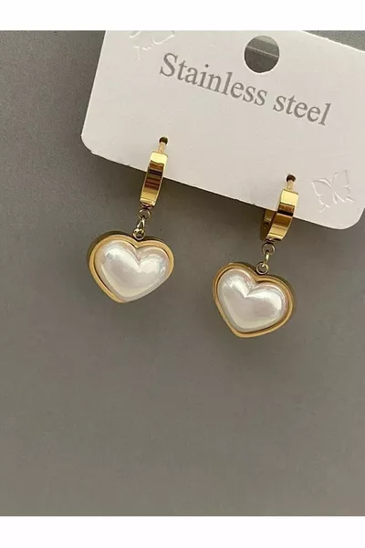 Heart Detailed Non-Tarnishing Hypoallergenic Stainless Steel Earrings