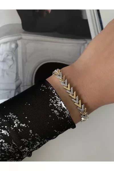 Braccialetto standard VIP con pietre, classico, a doppio colore, qualità taglio V