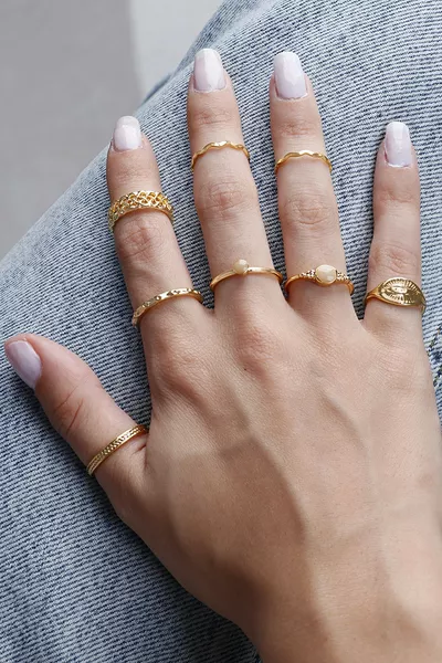 8-Piece Mine Stone Ring and Knuckle Ring Set 