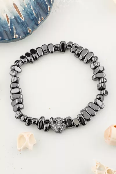 Sertifikalı Kuvvet Doğal Taş Bileklik Hematit Zirkon Aparat 