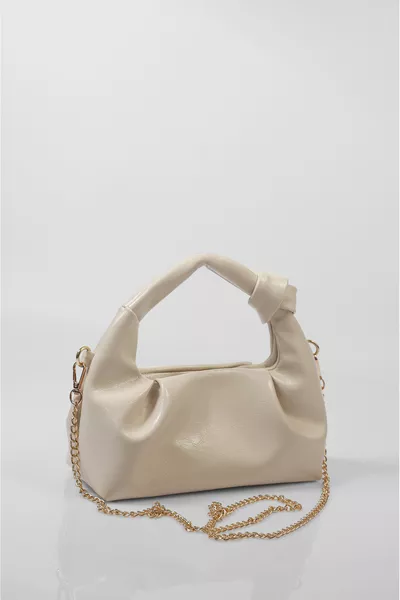 Women's Cream Mini Chain Hand and Shoulder Bag
