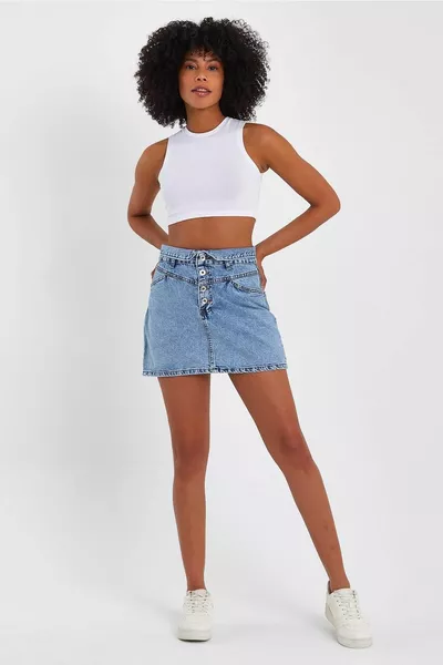 Special Collection Front Button Denim Skirt (m)