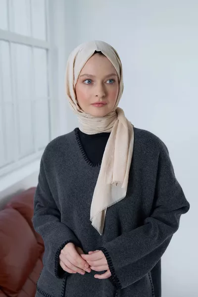 Écharpe Neo en coton couleur beige