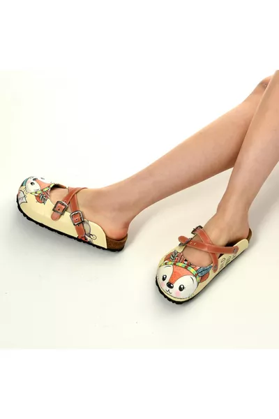 Sabots Croisés à Motif Renard 