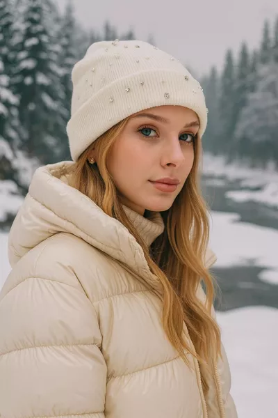  Pearl Detailed Ecru Beanie