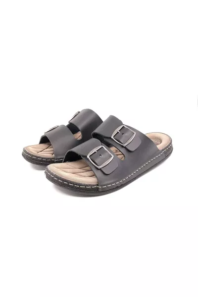 Lord Çift Toka Siyah Erkek Terlik