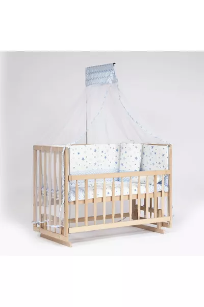 سرير أطفال خشبي طبيعي كامل فائق الجودة بقابلية التأرجح بجانب الأم بأربع مستويات مع مجموعة نوم + مرتبة