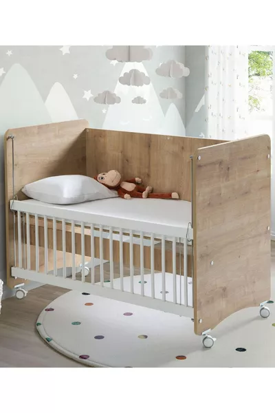 سرير أطفال على عجلات بجانب الأم - سرير طفل - سرير متنقل - خشبي - سم