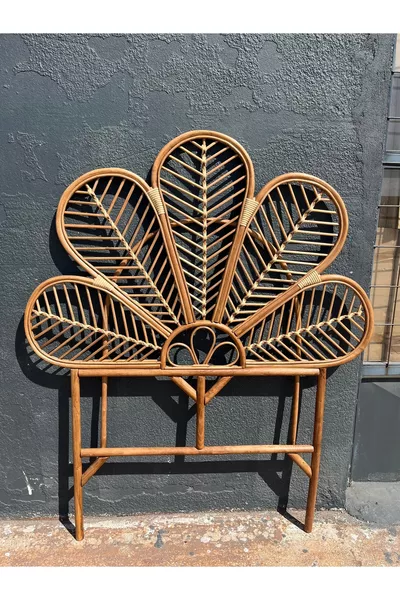 Бамбуковое ротанговое плетеное изголовье кровати ручной работы для односпальной кровати, цвет орех