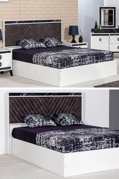 White Europe Double Bed Set - Mattress / Bed Base / Headboard